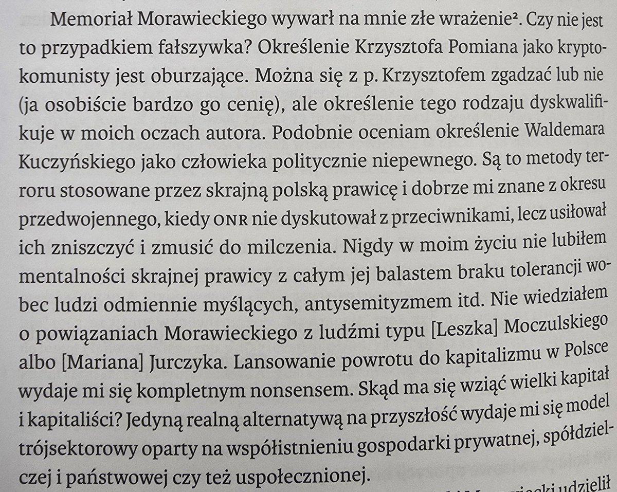SebastPilarski's tweet photo. Nowak-Jeziorański o prawicy i wolnym rynku (1987).

"Morawiecki" to Jan Parys (ps. Kazimierz Mazowiecki).

List do Jerzego Giedroycia z 13.08.1987 r. [w:] J. Nowak-Jeziorański, J. Giedroyc, "Korespondencja z lat 1949-2000", cz. 2, oprac. R. Habielski, Wrocław 2026, s. 478. https://t.co/ytry57QikT