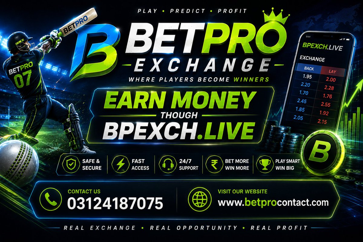 betprocontact's tweet photo. 🔥 BETPRO EXCHANGE — https://t.co/A4X68nwEeA 🔥

💰 Earn Money Through https://t.co/A4X68nwEeA
🏏 Cricket | ⚽ Sports | 🎯 Exchange Betting
📲 Contact: 03124187075
🌐 Website: https://t.co/nxmKiU0XAJ
#BetPro #BetProExchange #BPEXCH #BPEXCHLive #Exchange #CricketBetting https://t.co/Iv8XczlbSh