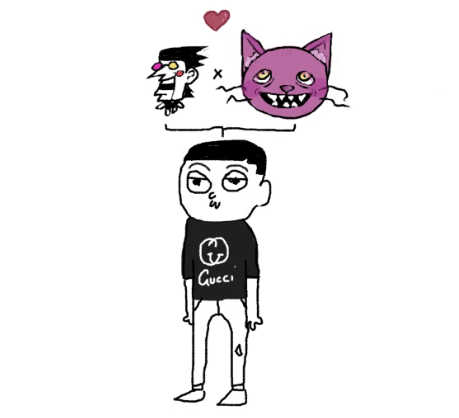 chrtoian's tweet photo. spamton pocketcat had a baby and its gucci morty . drawn by @ANCHORTAGE ... 💗 lore being written by me and @wurmznsnails https://t.co/Ra6kzNUUlM