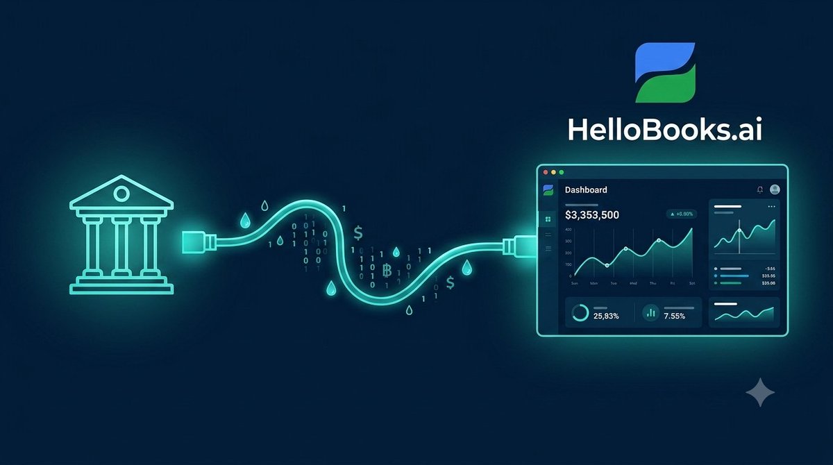 hellobooksai's tweet photo. Connect once, current forever. https://t.co/kSp4hKDiC5 syncs with 11,000+ US banks via Plaid, so your books drink straight from the source — no CSVs, no uploads, no stale numbers.

#HelloBooksAI #BankFeeds #Fintech https://t.co/KUhrGTaZzI