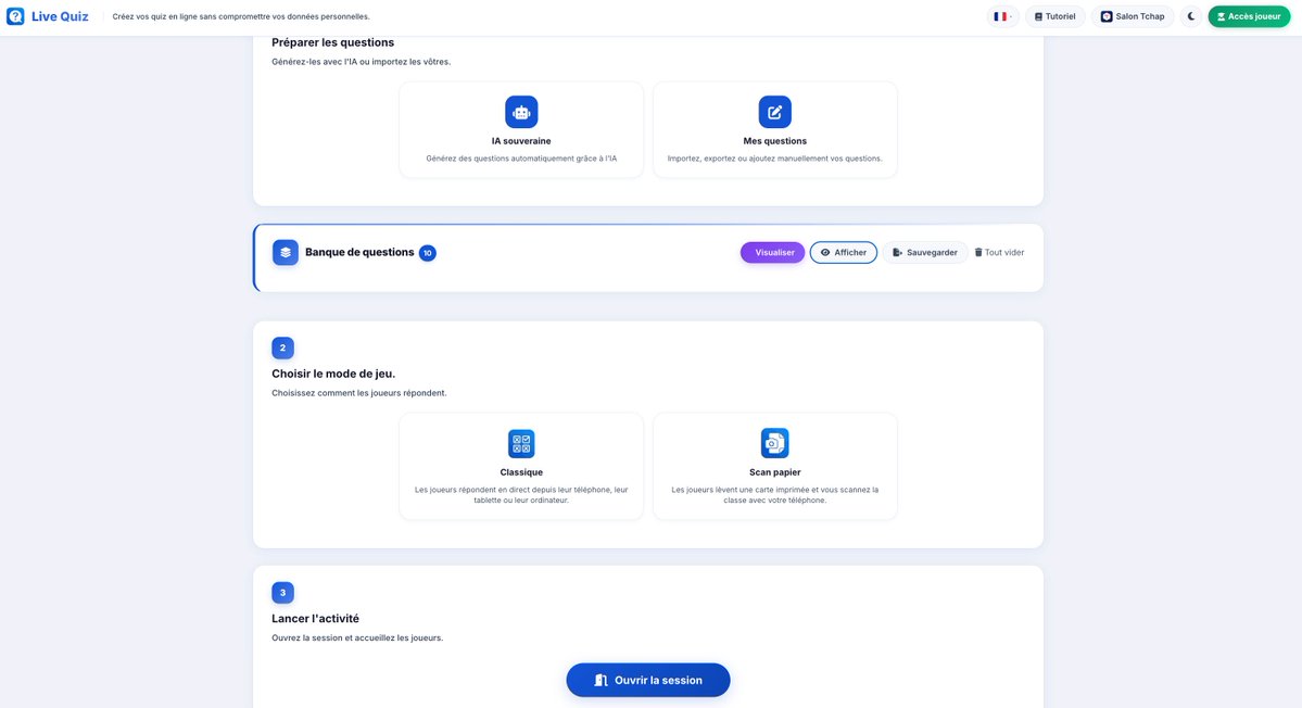 sophiaefrance's tweet photo. #Plickers ou #Kahoot ? Et si une alternative souveraine 🇫🇷 permettait de remplacer les deux ?  
Avec Live Quiz : cartes papier ou réponses en ligne, quiz en direct, scores et feedback immédiat. Simple, gratuit et pensé pour l’Éducation nationale.
👉 https://t.co/Tj6Fu9Lp0p https://t.co/3vabO7Sjoj