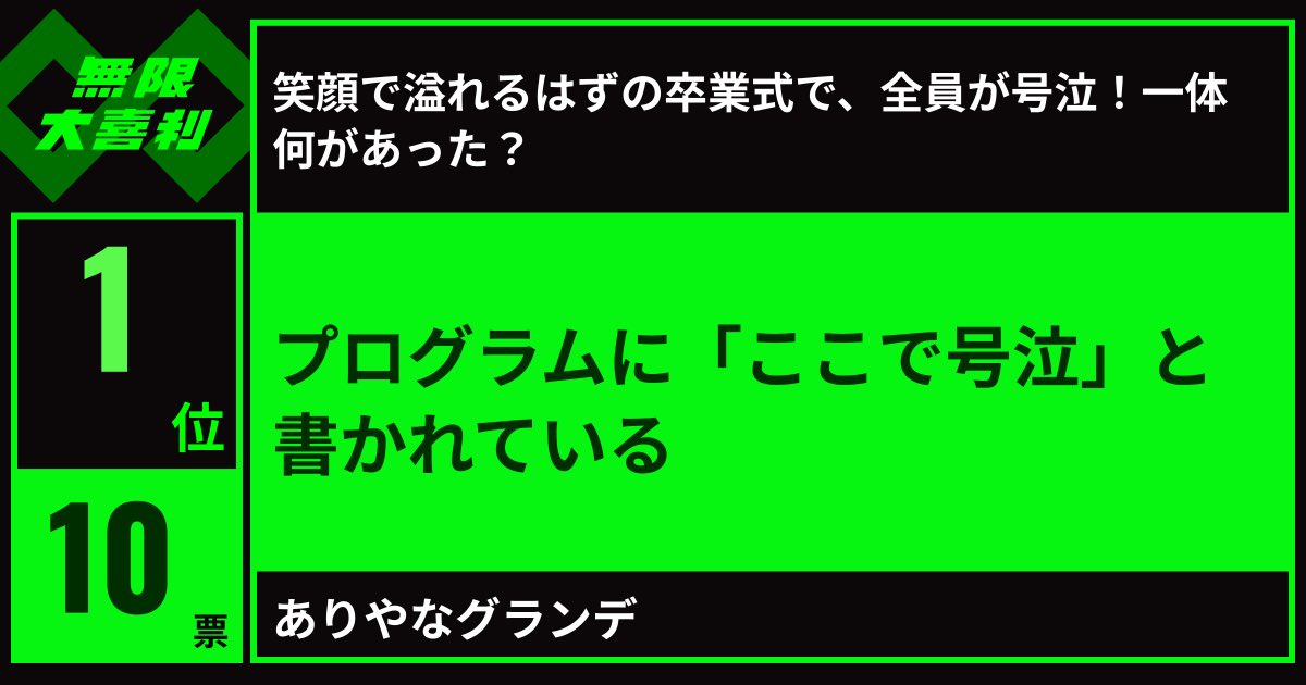 tyankatsu5's tweet photo. 最近ハマってる無限大喜利
大喜利上手くなりたいと思ってたから使わせてもらってる

https://t.co/Sr0pIay1TO https://t.co/DtjYlY5D63