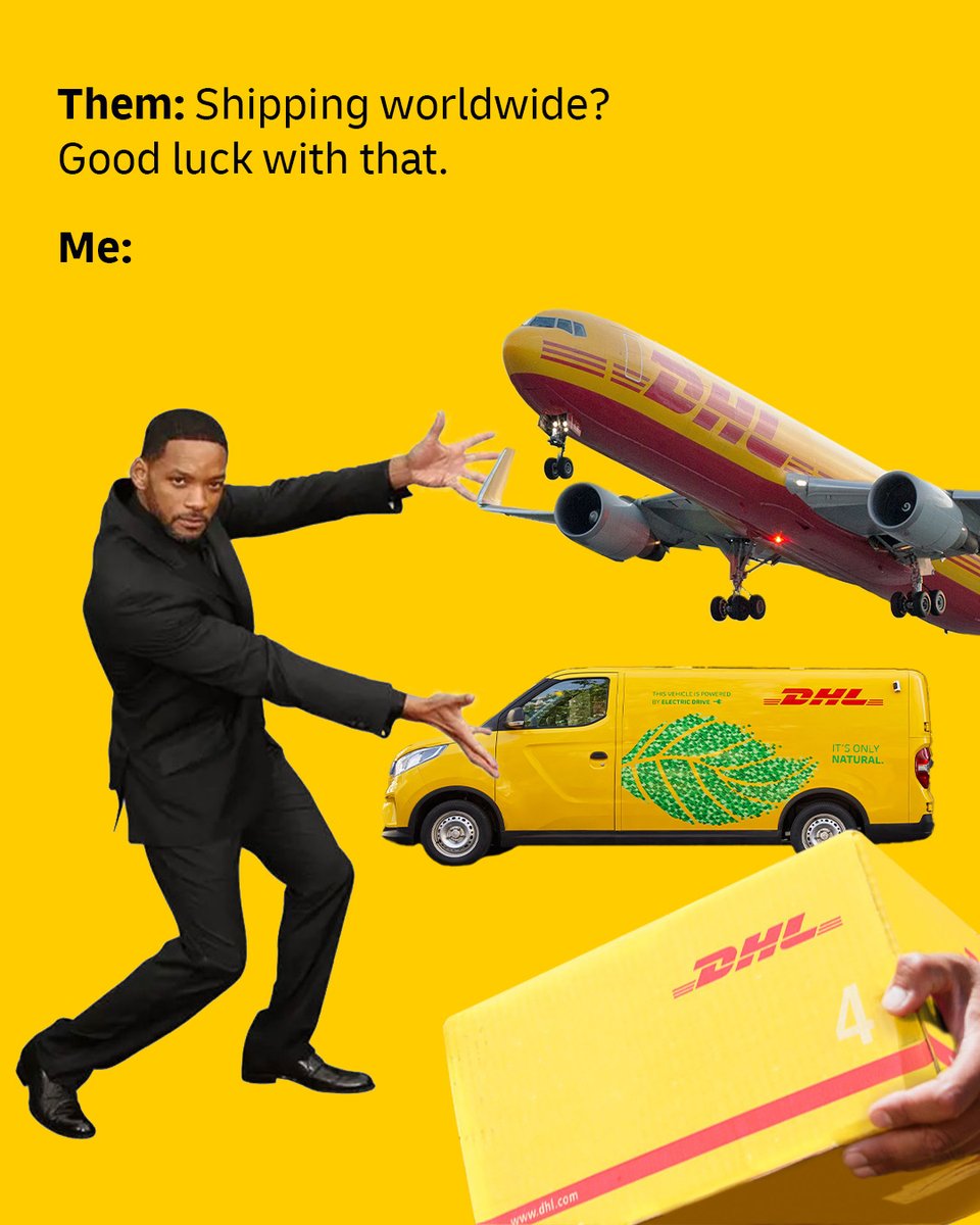 NaikeAugusteKY's tweet photo. The next time anyone raises their eyebrows at you for taking your business global, just show them this and tell them there's room over here with DHL Express for them, too 🤝
#DHLExpress #InternationalShipping #LogisticsSolutions https://t.co/HTzgc34iLX