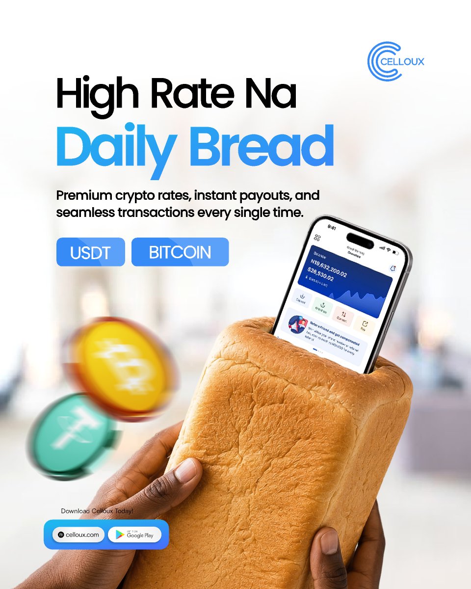 Celloux_Digitaz's tweet photo. On Celloux, high rate no be one-time thing — e dey for everyday.
Sell your Bitcoin or USDT and enjoy premium rates with instant cashouts that help you handle bills, expenses, and daily needs without stress.
#Celloux #HighRateNaDailyBread #SellUSDT #HighRate #CryptoNaija https://t.co/J3w1FNJ7To