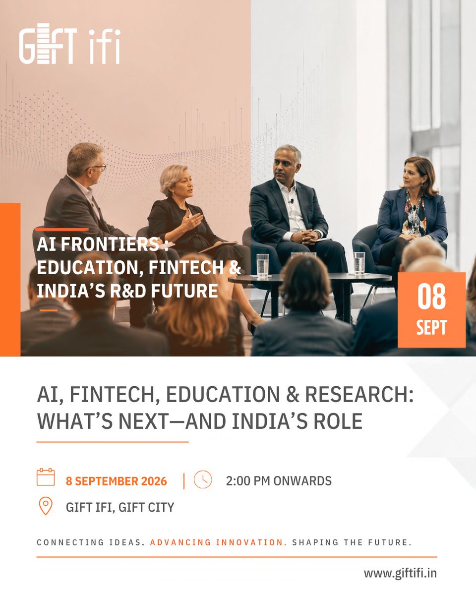 gift_ifi's tweet photo. AI Frontiers: Education, FinTech & Indiaโs R&D Future โ GIFT IFI brings together its academic community and UC San Diego partners to explore AI, education, research and FinTech.
๐
8 Sept | ๐ 2:30 PM onwards | ๐ GIFT IFI, GIFT City
#GIFTIFI #UCSD #AIFrontiers #FinTech #GIFTCity https://t.co/Evti37bFG4