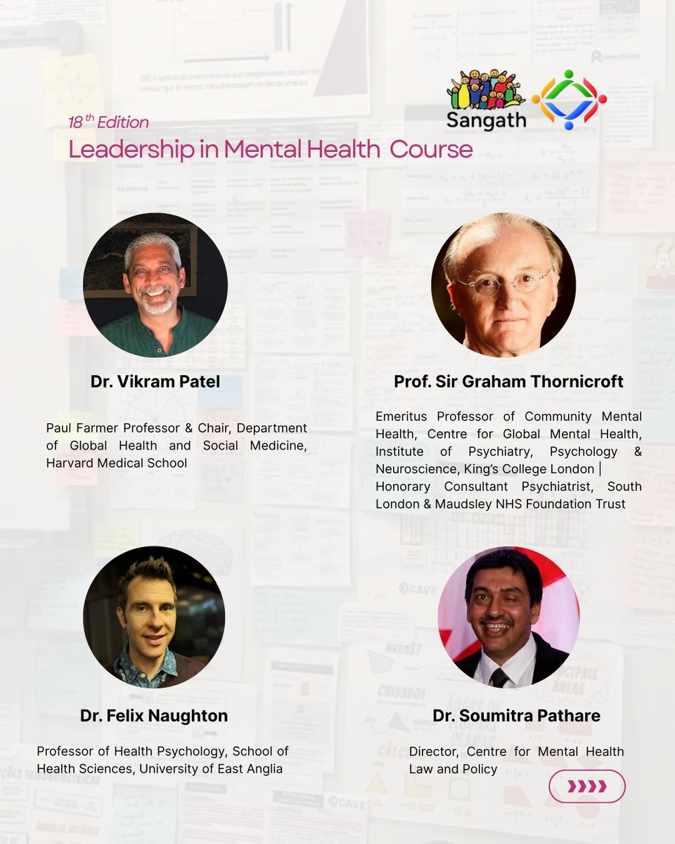 SangathIndia's tweet photo. 🚨Only 5 days left to register for LMH! Don’t miss it!

Meet the exceptional #faculty behind Phase I of the 18th edition of Leadership in Mental Health (LMH) Course. https://t.co/BqF1M4XFgQ