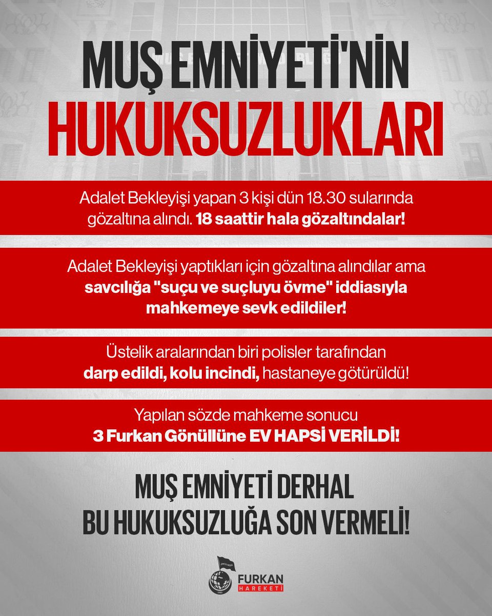 MuratFidanoglu's tweet photo. @fhengellenemez SuçluyuDeğil HaklıyıÖvme
AdaletBekleyişine EvHapsi
#MuşAdliyesi https://t.co/TSuKpZalFE
