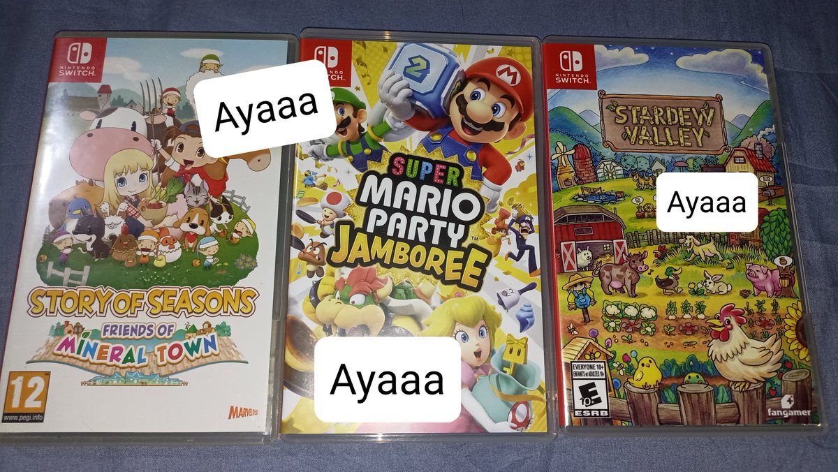 Ayaafqle's tweet photo. WTS Cartridge Nintendo Switch 

- Story of Season Friends of Mineral Town 
- Super Mario Party Jamboree 
- Stardew Valley 

Kondisi mulus like new (jarang dimainin)

COD Sekitar Jakpus / Via Oren 

Tags. WTS WTB Game cartridge Nintendo switch https://t.co/IRHt2HZMFC