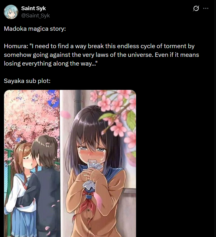 Saint_Syk's tweet photo. Wait does this imply my other post was about Sayaka yearning for Hitomi then? https://t.co/ViVo5QEiSt