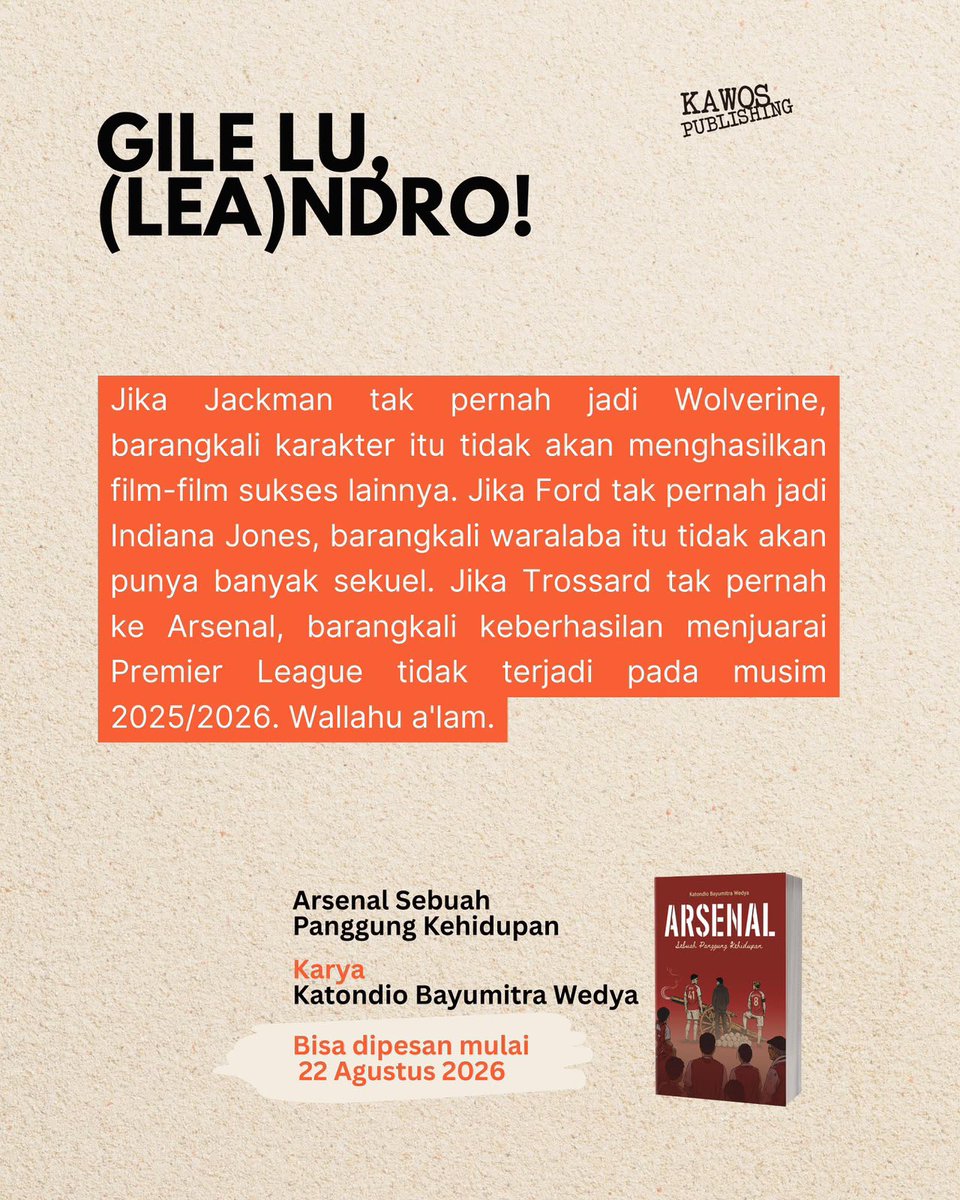 IDGoonerscom's tweet photo. Oiya gaes masih berlangsung pre order buku Arsenal Sebuah Panggung Kehidupan karya @Katondio (jurnalis kumparan). 

Ada harga khusus selama pre order. Jadi, jangan sampai terlewat yah!

Cara ordernya langsung liat poster di bawah: https://t.co/AZXMskYwpV