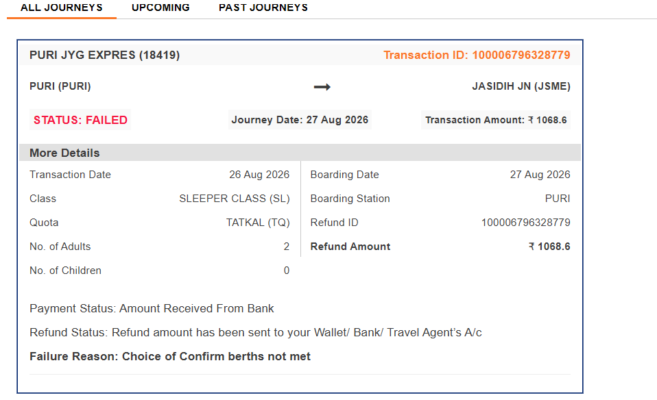 Tkrutik's tweet photo. @IRCTCofficial kindly inform if the refund is credited or not https://t.co/NWUzqbNk67