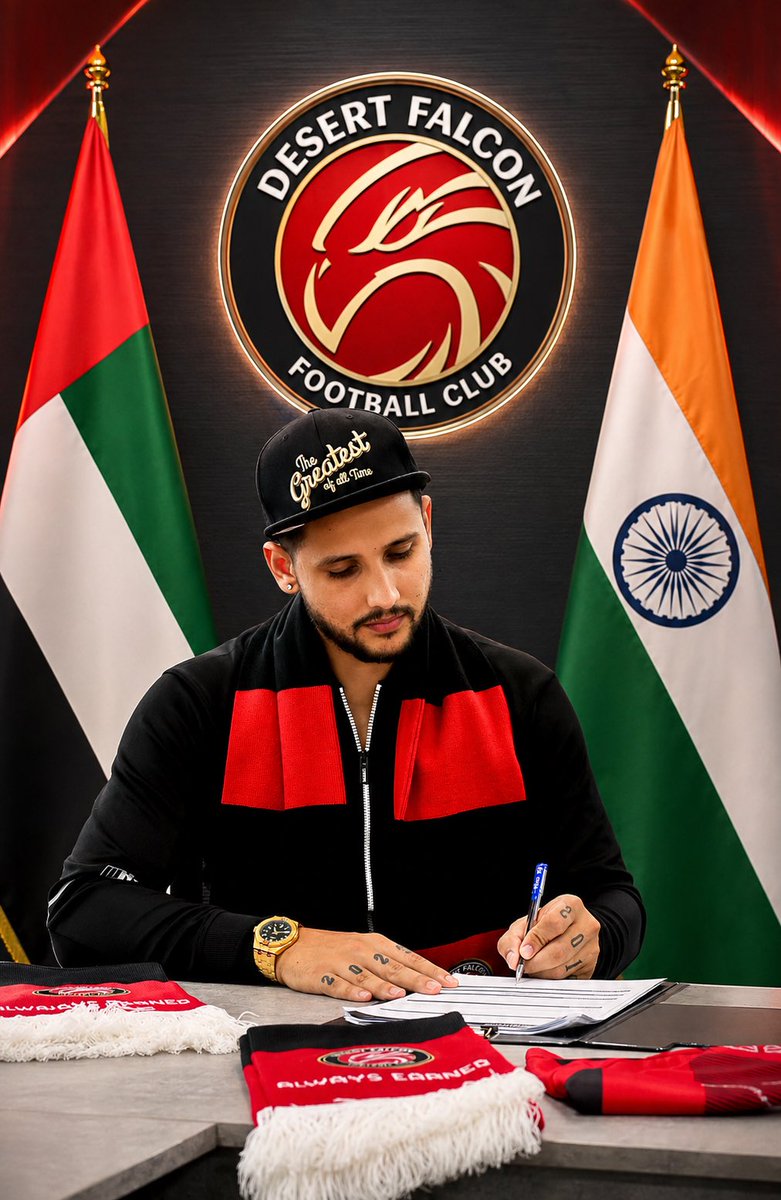 SumitRaathi50's tweet photo. 🇮🇳 HISTORY BEGINS TODAY 🦅

On my birthday I sign for Desert Falcon FC in the UAE 🇦🇪

From Indian football to the international stage 🌍

This is bigger than me This is for Indian football Dream beyond borders Carry India with pride

THE JOURNEY CONTINUES 🦅⚽🇮🇳

JAI HIND 🇮🇳 https://t.co/UGHKrmOXg6