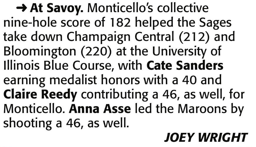 SagesAthletics's tweet photo. Sages in the News!

@SagesMensSoccer featured in the fall soccer preview, highlighting the experience returning for the Sages this season!

Cate Sanders earns medalist honors with a 40 as @SagesGolf picks up wins over Champaign Central and Bloomington!

Issack Ocadiz finds the back of the net with an assist from Steven Bluhm in Tuesday’s match at Fisher.

#GoSages