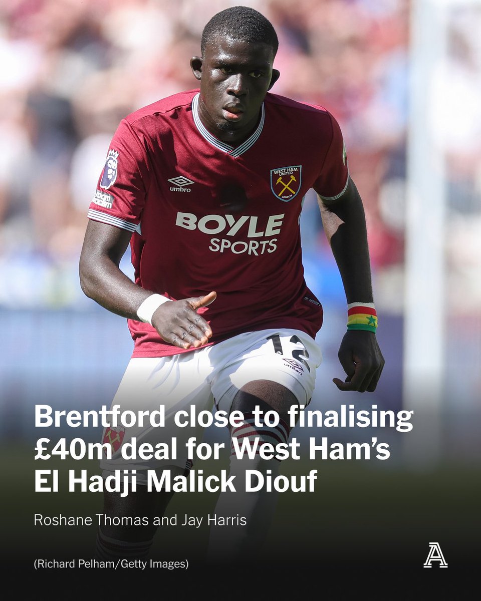 TheAthleticFC's tweet photo. Brentford are close to finalising a deal to sign West Ham United defender El Hadji Malick Diouf for a fee in the region of £40million.

Sources say Diouf has attracted interest from three Premier League clubs, but Brentford have made the strongest push to secure the Senegal international’s signature.

West Ham are set to make a significant profit on the £19m they spent on Diouf last summer.

More from @RoshaneSport and @jaydmharris 

🔗 https://t.co/sPFfgRDq00