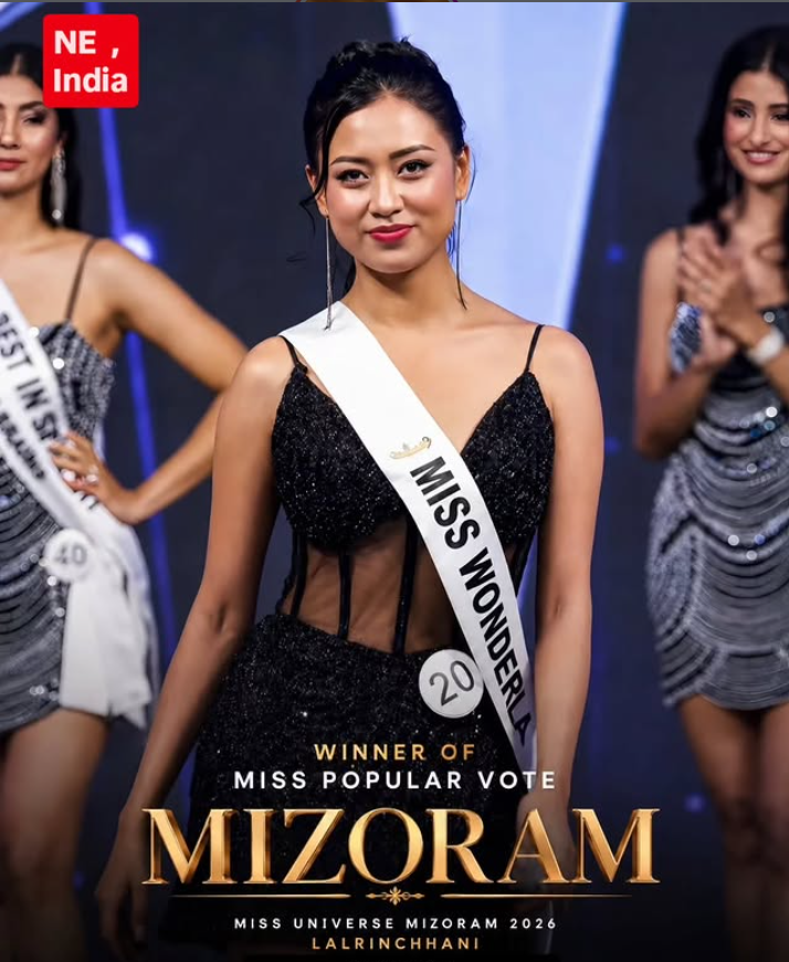 BiatepuiiH44379's tweet photo. Mizoram shines! Huge congratulations to Lalrinchhani, winner of the Miss Popular Vote at Miss Universe India 2026!

Your grace and confidence have won hearts across India. Keep shining and making Mizoram proud! 

#Lalrinchhani #Mizoram #MissUniverseIndia2026 #ProudMizo https://t.co/ckrX0EUuGA