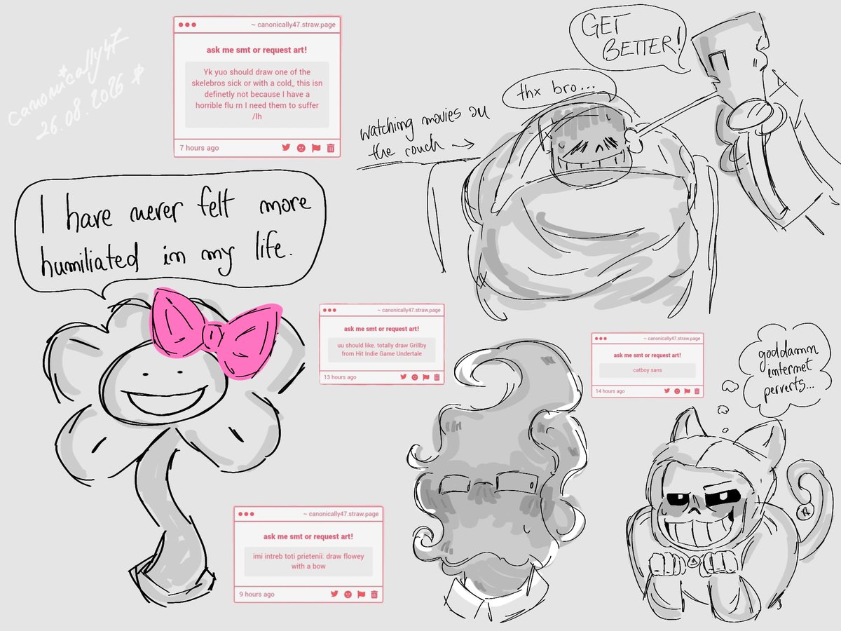 canonically47's tweet photo. OK I FINALOY DID THEM!! requests part 5!!!!! ☺️☺️☺️ i think thats all. anything else i havent received. 🫶 so feel free to send more!!!!!! yay!! #undertale #flowey #skelebros #sans #papyrus #grillby #sansby if you squint https://t.co/pDFkIyAT2x