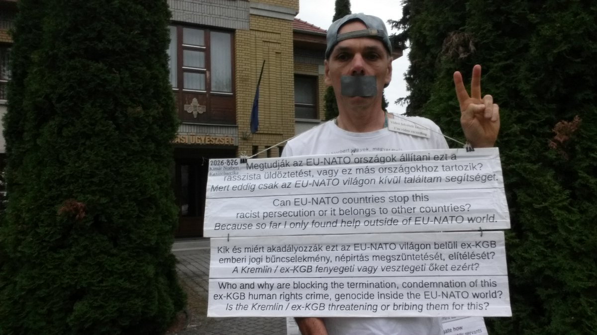 NorbertKimar's tweet photo. 2/4; 2026-8-26_Kazincbarcika/Hungary Véleménynyilvánítás Életem elleni rasszista kommunista bűncselekmény Járási-Ügyészség / -Bíróság
*
Expressing opinion Racist communist crime against my life District -Prosecution / -Court https://t.co/XDlk1VOHaM
