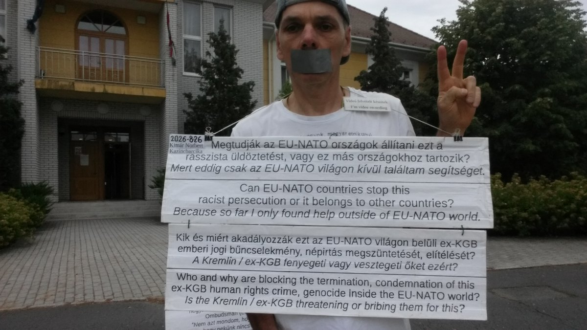 NorbertKimar's tweet photo. 2/4; 2026-8-26_Kazincbarcika/Hungary Véleménynyilvánítás Életem elleni rasszista kommunista bűncselekmény Járási-Ügyészség / -Bíróság
*
Expressing opinion Racist communist crime against my life District -Prosecution / -Court https://t.co/XDlk1VOHaM