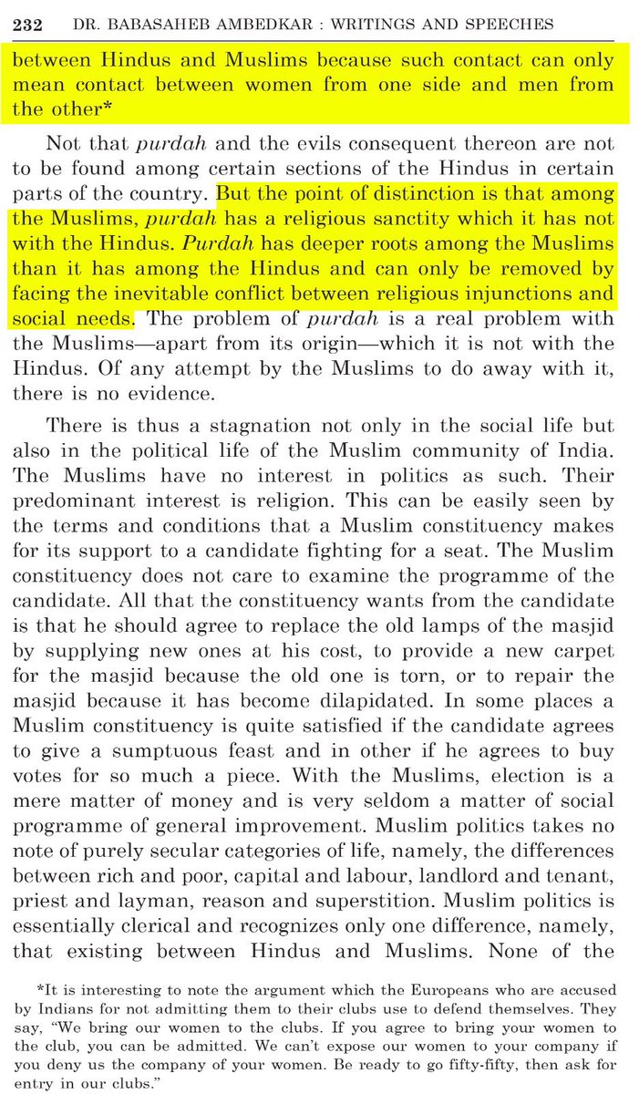 amitmalviya's tweet photo. Has Rahul Gandhi ever read Bharat Ratna Dr Babasaheb Ambedkar?

If he has, perhaps he should explain whether his “Smash the Patriarchy” campaign is consistent with what Ambedkar actually wrote about the condition of Muslim women.

In Pakistan or the Partition of India, Ambedkar did not treat purdah merely as a matter of clothing. He described it as a system that segregated women from social life:

“That something more is the compulsory system of Purdah for Muslim women.”

He described its consequences in stark terms:

“She cannot go even to the mosque to pray and must wear burka (veil) whenever she has to go out. These burka women walking in the streets is one of the most hideous sights one can witness in India.”

He argued that the system damaged women’s development:

“Purdah deprives Muslim women of mental and moral nourishment.”

And:

“Purdah women in particular become helpless, timid, and unfit for any fight in life.”

Ambedkar also challenged the claim that segregation necessarily protected morality:

“Far from achieving the purpose, purdah has adversely affected the morals of Muslim men.”

And he identified the central obstacle to reform:

“Purdah has deeper roots among the Muslims than it has among the Hindus and can only be removed by facing the inevitable conflict between religious injunctions and social needs.”

Source: B. R. Ambedkar, Pakistan or the Partition of India, Chapter X, “Social Stagnation,” pp. 230–232.

So, Rahul Gandhi, have you actually read Ambedkar?

And if you have, do you believe his vision of breaking the social barriers that restrict women is compatible with your selective version of “Smash the Patriarchy”, one that lectures women of the majority community while treating restrictive practices among other communities as beyond criticism in the name of “choice”?

Ambedkar envisaged a society in which women could participate fully in social, intellectual and public life.

Will Rahul Gandhi have the courage to apply that principle to women of every faith?

Or will his “Smash the Patriarchy” campaign remain another exercise in selective feminism and vote-bank politics?

Ambedkar wanted an egalitarian India. Rahul Gandhi should read him before claiming to speak for women’s liberation.