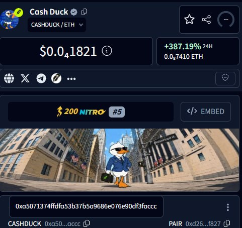 CASHDUCK's tweet photo. Dextools Update has now been Paid and Updated! https://t.co/YQ4FMZJWr8