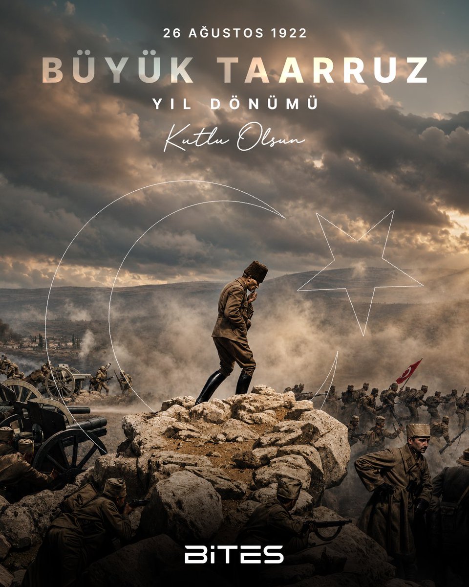BitesSavunma's tweet photo. 26 Ağustos 1922 sabahı Kocatepe’den başlayan Büyük Taarruz, Millî Mücadele’nin kaderini belirleyen tarihî harekâtın başlangıcı oldu.

Kısıtlı imkânlara, mühimmat ve teçhizat eksikliklerine rağmen büyük bir kararlılıkla yürütülen bu mücadele; bağımsızlığın hangi fedakârlıklarla kazanıldığını ve onu korumanın taşıdığı sorumluluğu bugün de bizlere hatırlatıyor.

BİTES olarak bu tarihî mirastan aldığımız güçle; ülkemizin savunma ve teknoloji alanındaki bağımsızlığına katkı sunmak, ihtiyaç duyulan teknolojileri kendi mühendislik gücümüzle geliştirmek ve geleceğin Türkiye’sine daha güçlü kabiliyetler kazandırmak için çalışıyoruz.

Büyük Taarruz’un 104. yıl dönümünde, Başkomutan Gazi Mustafa Kemal Atatürk ve silah arkadaşları başta olmak üzere, bağımsızlığımız uğruna mücadele eden tüm kahramanlarımızı saygı, rahmet ve minnetle anıyoruz.

--

The Great Offensive, launched from Kocatepe on the morning of 26 August 1922, marked the beginning of the historic military campaign that would shape the course of the Turkish War of Independence.

Carried out with unwavering determination despite limited resources and shortages of ammunition and equipment, this struggle continues to remind us of the sacrifices through which independence was achieved and the responsibility we bear to safeguard it.

At BİTES, inspired by this historic legacy, we work to contribute to Türkiye’s independence in defense and technology, develop critical technologies through our own engineering capabilities, and equip the Türkiye of the future with stronger capabilities.

On the 104th anniversary of the Great Offensive, we commemorate Commander-in-Chief Gazi Mustafa Kemal Atatürk, his comrades-in-arms, and all our heroes who fought for our independence with respect, gratitude, and remembrance.

#BİTES #BüyükTaarruz