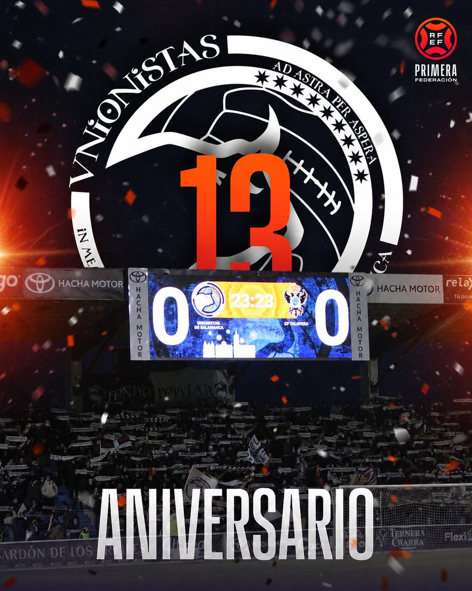 Primera_RFEF's tweet photo. 🤍🖤 13 años haciendo más grande el fútbol español.

🙌 Muchas felicidades, @UnionistasCF.

#PrimeraFederación https://t.co/op2h1pYlTU