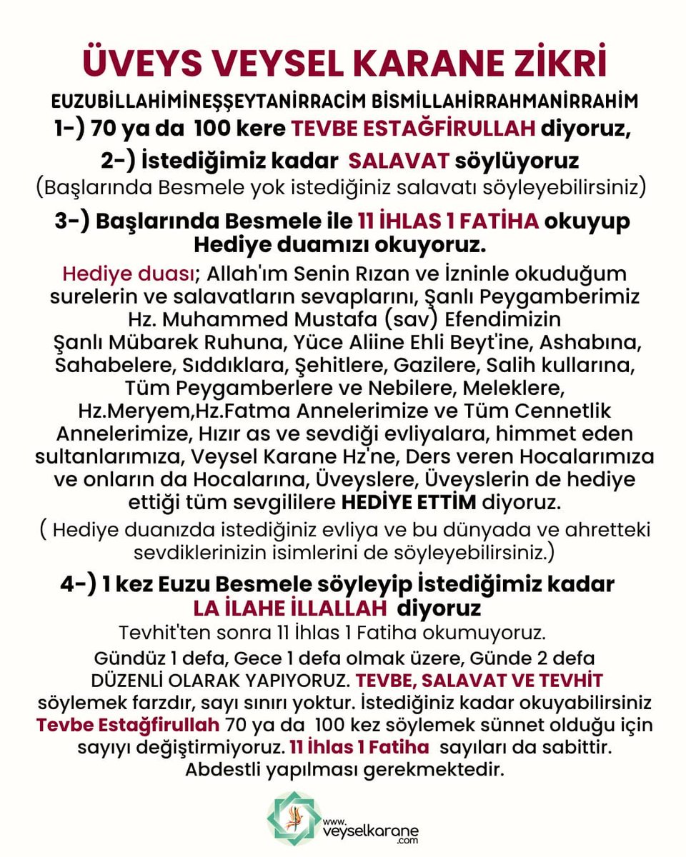 Zmrt62156571's tweet photo. Bizler yaşadık ve gördük hamdolsun.
Sadece 15 dak ayırın. Zikri yapın. Yaşayın ve görün!
@veyselkarane
Üveys Veysel Karane Zikri'ni Yaşamanız Gerekir!
Yaşa ve Gör!
https://t.co/oHQeuYe6Xe
#salavat #tevhit #zikir #veyselkarane #huzur https://t.co/3As0pK4LfQ