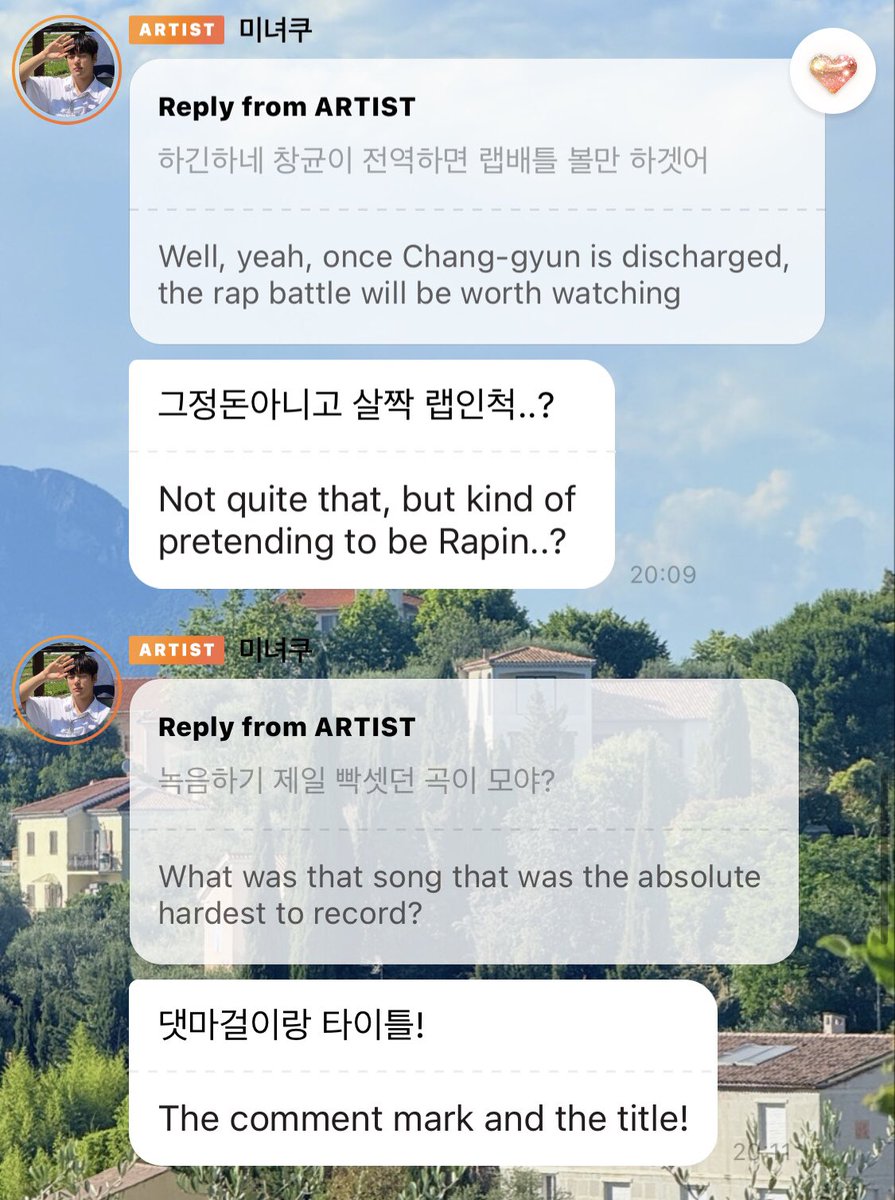 reachingminhyuk's tweet photo. #minsbubble 260826 ; another QnA spoiler comeback dari minhyuk
Q : kata hyungwon vibesnya rasa besi (쇠맛) bener gak tuh?
A : kayaknya dia gak gitu paham rasa besi tuh gimana dah
Q : koreo yg ditunjukin pas casscool itu dancenya barengan apa pasangan?
A : dance bareng-bareng kok!
Q : pas di casscool bilangnya konsep kali ini sexy, dari 1-10 dapet point berapa?
A : ya kira kira ditingkat “udah berusaha keras biar dapet point 10”
Q : minhyuk bakal ngerap gak?
A : kalau di tittle track enggak
Q : berarti bakal nge-rap di lagu lain dong? ntar kalau changkyun udah selesai wamil, rap battle-nya bakal seru nih ditonton
A : gak segitunya sih…cuma agak pura-pura ngerap aja…
Q : lagu apa yang paling susah pas rekaman?
A : that’s my girl sama tittle track