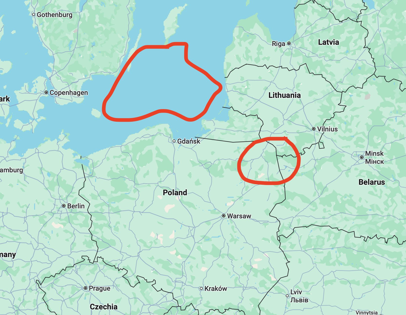 RAF reconnaissance aircraft conducting operations over Suwałki gap and Baltic Sea