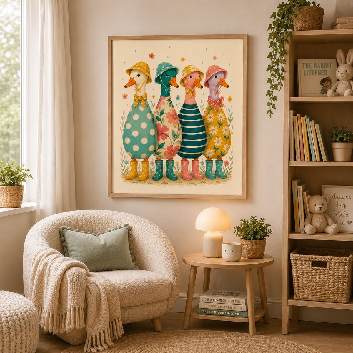 BJDesignsX's tweet photo. Whimsical duck wall art featuring four colourful, characterful ducks dressed for a rainy day in patterned hats, outfits and rain boots.
https://t.co/OgoYx6eYZn
#Nurseryart
#PrintableWallArt
#NurseryWallArt
#FarmhouseWallArt
#CountryHomeDecor
#InstantDownloadPrint https://t.co/saUs4F8Q4X