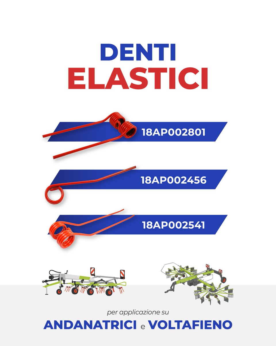 AGRIPARTSITALY's tweet photo. /𝐅𝐨𝐜𝐮𝐬 𝐨𝐧/

Maximum efficiency in the fields.
Discover the Agri Parts range of elastic tines suitable for rotary rakes and tedders.
Durability and precision for your forage processing.

Discover the products ↴
https://t.co/DXSazwEXGg
https://t.co/yNEr362MSN
https://t.co/1PY0DkIwAi

#AgriPartsItaly #AgriParts #DentiElastici #RicambiAgricoli #Andanatrice #Voltafieno #MacchineAgricole #Agricoltura #Fienagione #AgriculturalSpareParts #RotaryRake #Tedder #AgriculturalMachinery #Agriculture #Haymaking #SpareParts #MadeInItaly