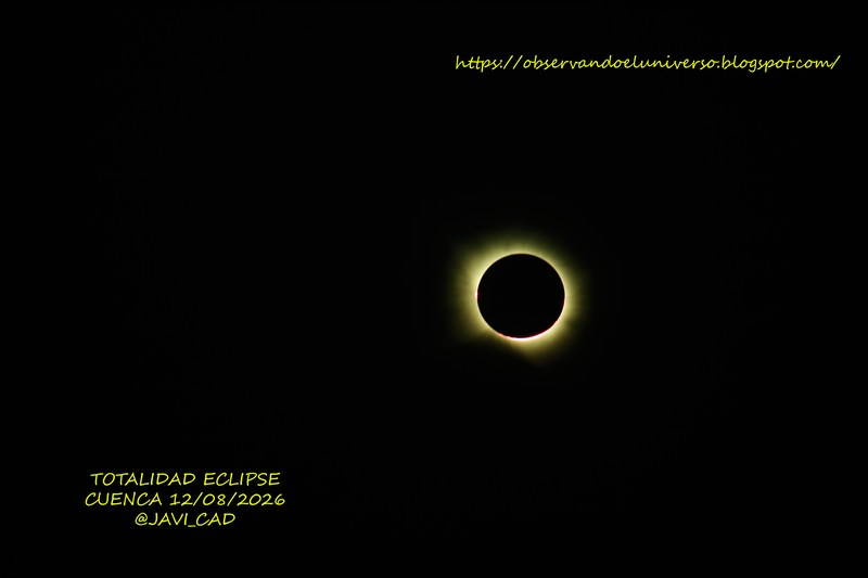 javi_cad's tweet photo. Observando el Universo: Totalidad del eclipse de Sol en Cuenca el 12 de agosto de 2026
https://t.co/IpppsVP1gg 

#eclipse #astronomia #astronomy #astrofotografia #astrophotography #EclipseTotal https://t.co/zkmMTjKjCP