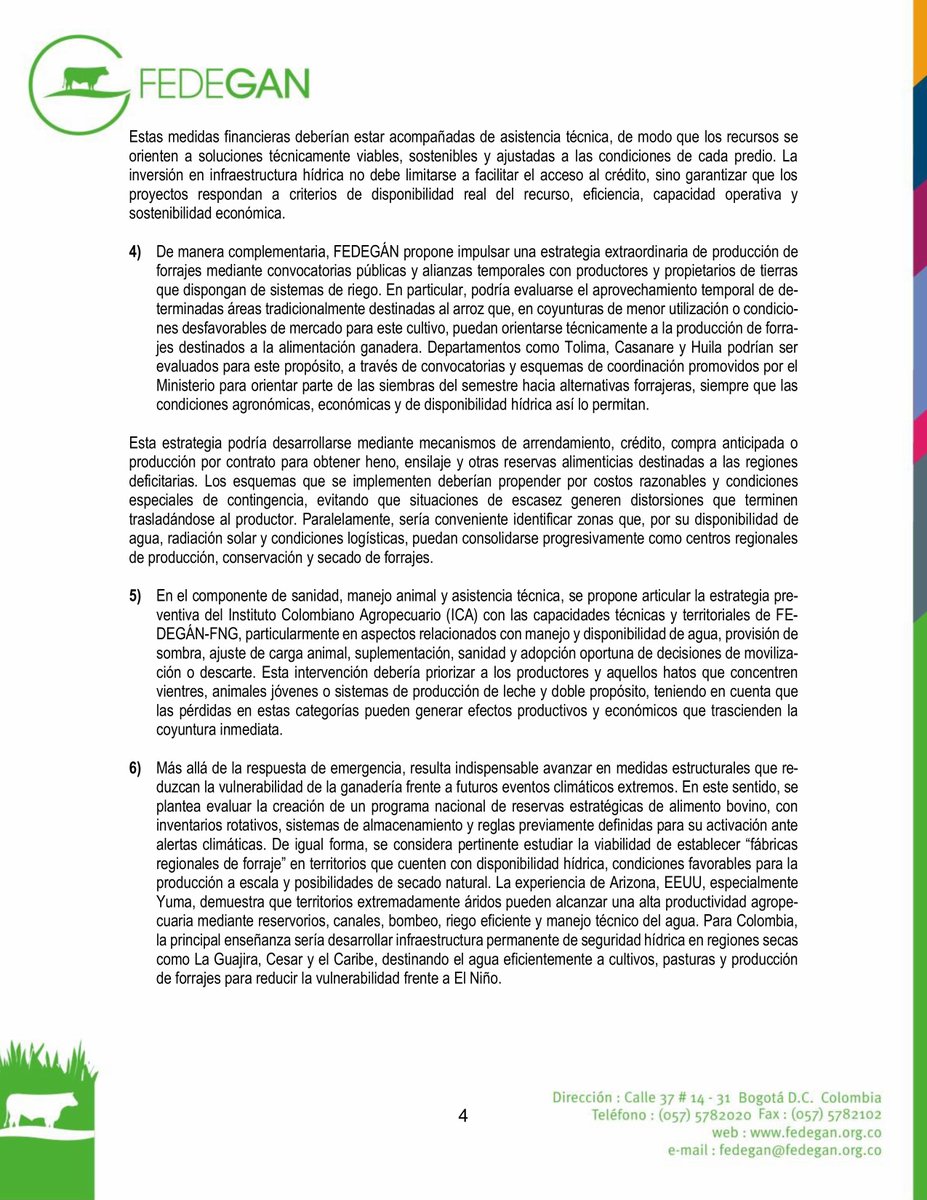 jflafaurie's tweet photo. #SOSGanadero #Atención 

La Junta Directiva de la Federación Colombiana de Ganaderos (#FEDEGÁN) acaba de proponerle al @MinAgricultura un plan de prevención de riesgo inmediato con el fin de mitigar el duro momento por el que están pasando los ganaderos del país por cuenta de los fenómenos climáticos.

@Fedegan