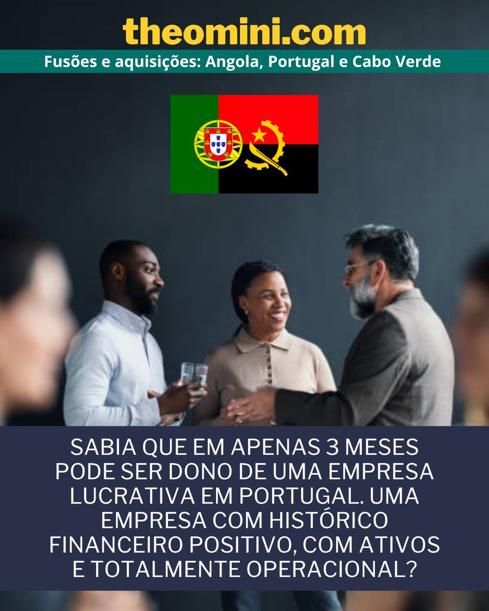 emprestim2024's tweet photo. Muitos angolanos com poder e capacidade aquisitiva, vêem para Portugal com objectivo de diversificar seus investimentos, cometendo um erro estratégico que se repete várias vezes "Criar empresas do zero", provavelmente por desconhecer os processos para negociar a aquisição de uma empresa ou por falta de profissionais qualificados para o ajudar nas decisões. 

Desde franquias a empresas de serviços, tecnologias e indústrias, em praticamente todos os sectores da economia portuguesa existem empresas lucrativas e totalmente operacionais em processo de venda (total ou parcialmente).

A OMINI se posiciona como parceira estratégica em processos de aquisição de empresas em Portugal e Angola.