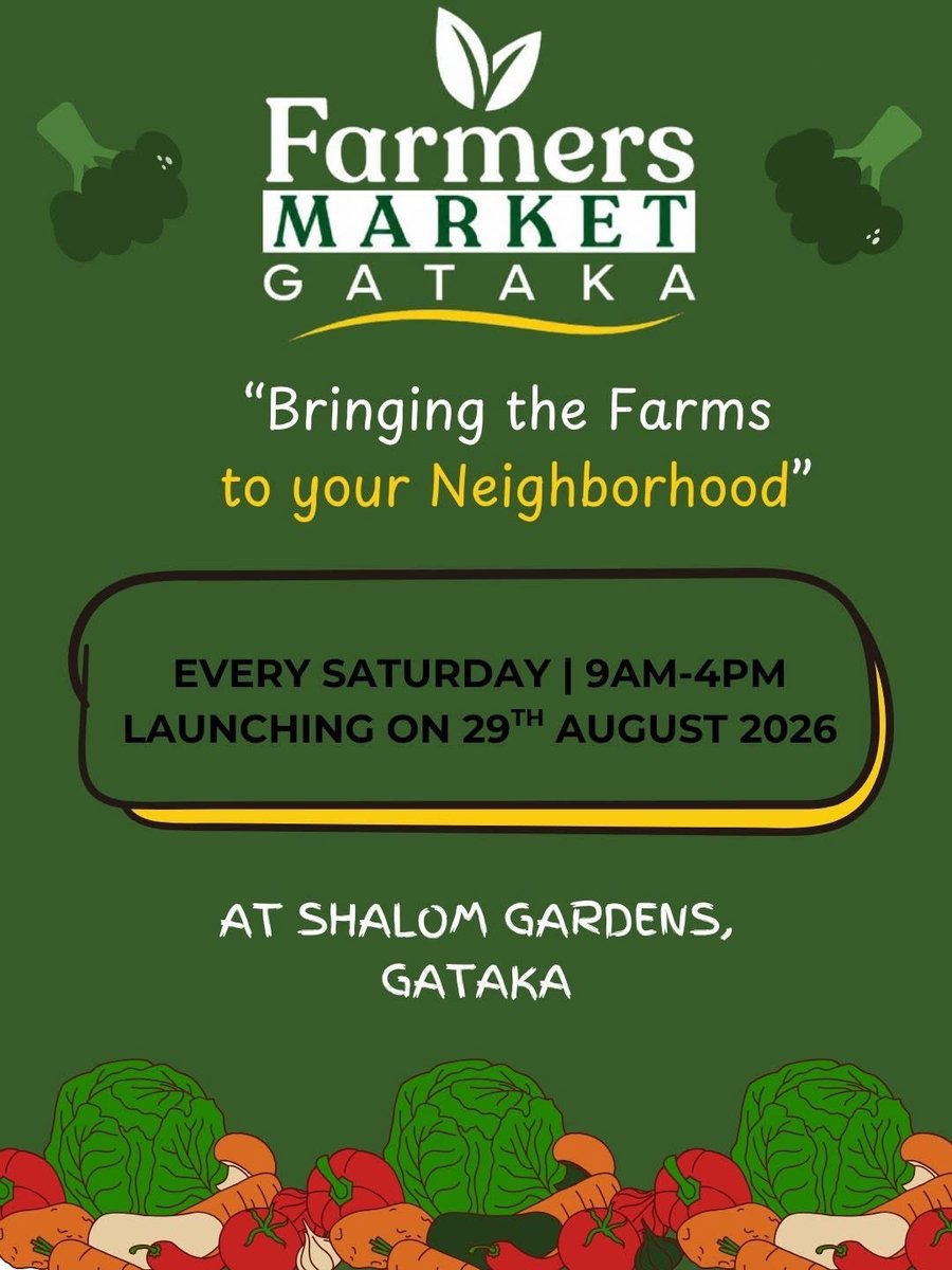 Koinocommunity's tweet photo. 1/4 This Saturday, 29th August 2026, Farmers Market Gataka launches at Shalom Gardens, Gataka, Rongai — and after launch day, it'll run every Saturday! 🥬🍅

Come experience fresh produce and local goods, straight from local producers to you. https://t.co/yqBArB8bvM