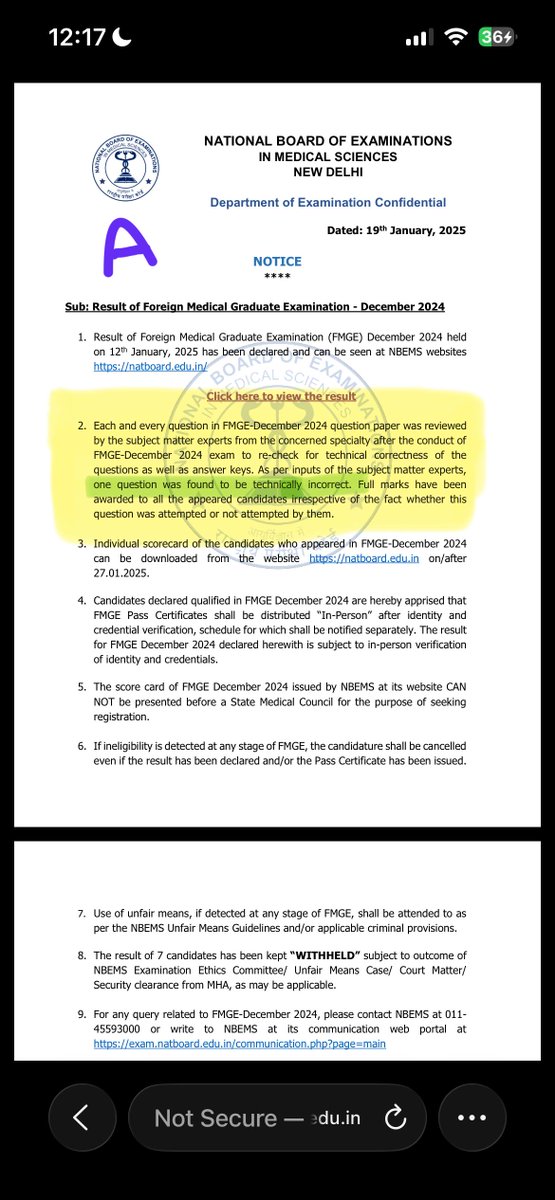shivamt40266652's tweet photo. @AnujaJaiswalTOI

Respectfully, Ma'am (@AnujaJaiswalTOI), as a senior journalist, we request you to do a thorough fact-check and stand with the truth rather than republishing NBE's spin. Here is the ground reality of the FMGE crisis:

1️⃣ Fact-Check on "3rd FMGE": There is NO official notification for a third FMGE this year. No exam is happening before November 2026. Stating this as a fact is spreading misinformation that misleads candidates and the public.

2️⃣ Nemo Judex in Causa Sua (No one can be a judge in their own cause): NBE's "Expert Committee" is packed with NBE/NMC insiders.

Who appointed this committee?
Why was there no FMG community representation?
Where is the report and why is it hidden? If the accused body appoints its own people to investigate its own mistakes, they will obviously declare themselves clean. This is a clear conflict of interest.
3️⃣ The ₹6,195 Fee vs. Reality (CCTV Challenge): Candidates paid ₹6,195 (excl. GST) for basic exam facilities. Yet, due to extreme summer heat and poor cooling at centers, students faced cognitive impairment and fainted. If NBE claims facilities were perfect, we challenge them to make the CCTV footage of all exam centers public! Let the nation see the reality.

4️⃣ The Repeater Paradox: NBE claims "repeaters" are the reason for low pass rates. But logically, a repeater has revised the syllabus multiple times—their scores should increase, not decrease! If repeaters' scores are dropping, it proves NBE is running an unstable, volatile exam (moving goalposts), not that students are incompetent.

5️⃣ No "Alien Technology" Abroad (MCI NOC): We went abroad only after obtaining official NOCs and Eligibility Certificates signed by the MCI. Are foreign universities teaching "alien technology" or medicine 100% different from India? Human anatomy, physiology, and pathology are the same globally. Local Indian health policies and diseases constitute barely 8-10% of the syllabus, which we study diligently after returning.

6️⃣ The 8-Mark Fainted Candidate & Notice Cover-up (Attached Screenshots): Look at the attached official notices:

In Dec 2024 (Notice A), NBE openly declared 'one question' was wrong.
In June 2026 (Notice B), they hid the number using the vague term 'question(s)'. Why this cover-up? Because when our delegation confronted NBE: "Sir, a candidate who fainted at login and attempted 0 questions got 8 marks, how?" NBE was forced to admit: "We gave 8 marks to everyone because 8 questions were technically wrong." When asked why this wasn't documented in the notice, NBE's excuse was: "It was a blunder, we forgot to document it!" Can a national board call hiding 8 wrong questions a mere 'blunder' to escape transparency?
If FMGs can clear highly standardized exams like AMC (Australia) and USMLE (USA), why do they fail FMGE? Because AMC/USMLE are transparent scientific tests, while FMGE is an un-audited lottery with secret keys.

We request you to cover the story with independent journalistic rigor.
 @aajtak @NDTV @Republic @ABPNews @PTI_News @LiveLawIndia @BarAndBench @TOIIndiaNews @PMOIndia @JPNadda @DrVivekPandey @drjaswantvoice @NBEMS_Official

 #JusticeForFMGEStudents #FMGE #FMGE2026 #FMGEStudents #FairExam #StudentsRights #Transparency #Delhi #DoctorsOnHungerStrike #FMGEDataScam #NBEBlackBox
