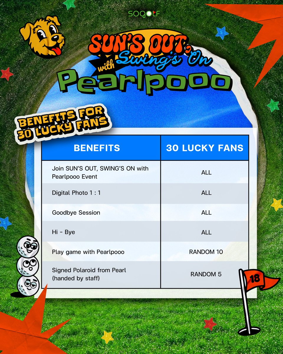 sogolf_bkk's tweet photo. ☀️ 𝑺𝒖𝒏’𝒔 𝑶𝑼𝑻 𝑺𝒘𝒊𝒏𝒈 𝑶𝑵 𝒘𝒊𝒕𝒉 𝑷𝒆𝒂𝒓𝒍𝒑𝒐𝒐𝒐 ⛳️
It’s time for "Pearlpooo" to tee off, swing big, and turn the golf course into a playground of fun! 🏌🏻‍♂️🎶

📍 September 20, 2026 | 1:00 PM
🗓️ Join the activity from August 27 to September 7, 2026, until 10:00 PM

Get ready to Swing ON with Pearl!
Because this time, it’s not just about the score — it’s all about the fun, the laughs, and the unforgettable moments waiting for you on the course! ⛳️✨

📍More info
Line OA https://t.co/bJf8NDGD03

#SOGOLF #SOGOLFBKK
#SoGolfxPearlpooo
#pearlpooo #pearlsatjakorn