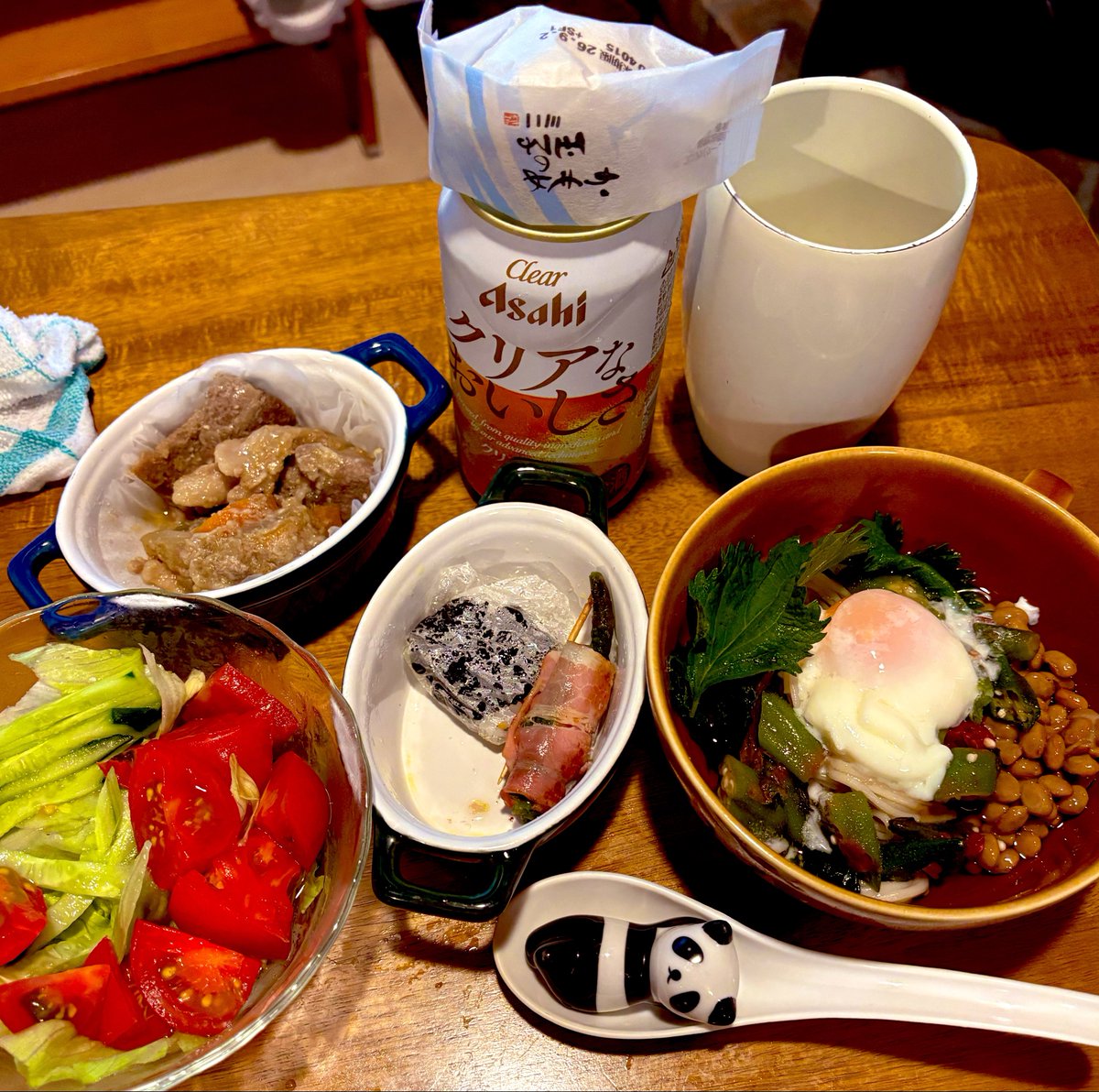 703BEER's tweet photo. 良くできました！温泉卵！満足！お弁当、始まりましたので残り！夏休みのお土産。友達いなくてビアガーデンに���人で行こうとしてる！行けますように、1人で行っても良いんかね。夜出れるかは問題。
#アサヒビール
#クリアアサヒ
#晩酌
エクストラゴールド飲めるんだって！行きたーい！ https://t.co/e7yEbgItNd