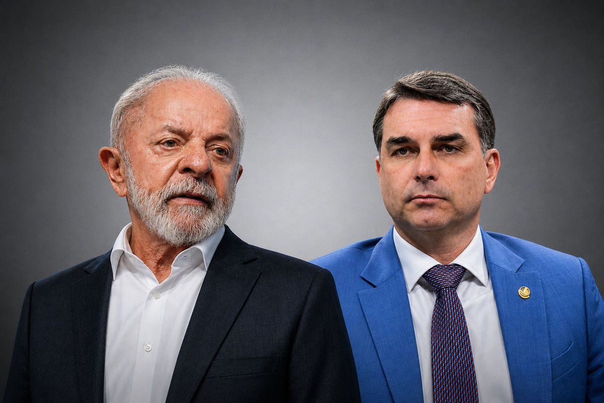 exame's tweet photo. Pesquisa Gerp: Flávio Bolsonaro e Lula empatam no 1º turno
https://t.co/92NZ1aeO4x https://t.co/Jh1tHcPeun