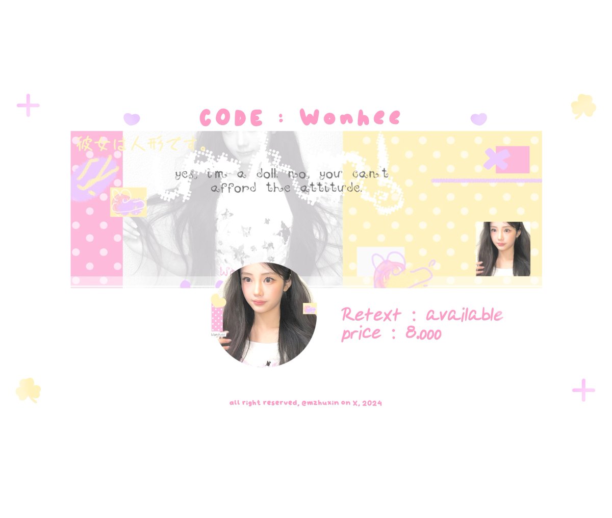 mzhuxin's tweet photo. help repost iaaaa!! 

hai aku punya layout ready stock Wonhee &amp; Minju terbaruuu yang berminat bs sunggg dm acuuu yhh harga e 8.000 azaa free retext

#zonauang layout minju wonhee https://t.co/jiHadQb63M