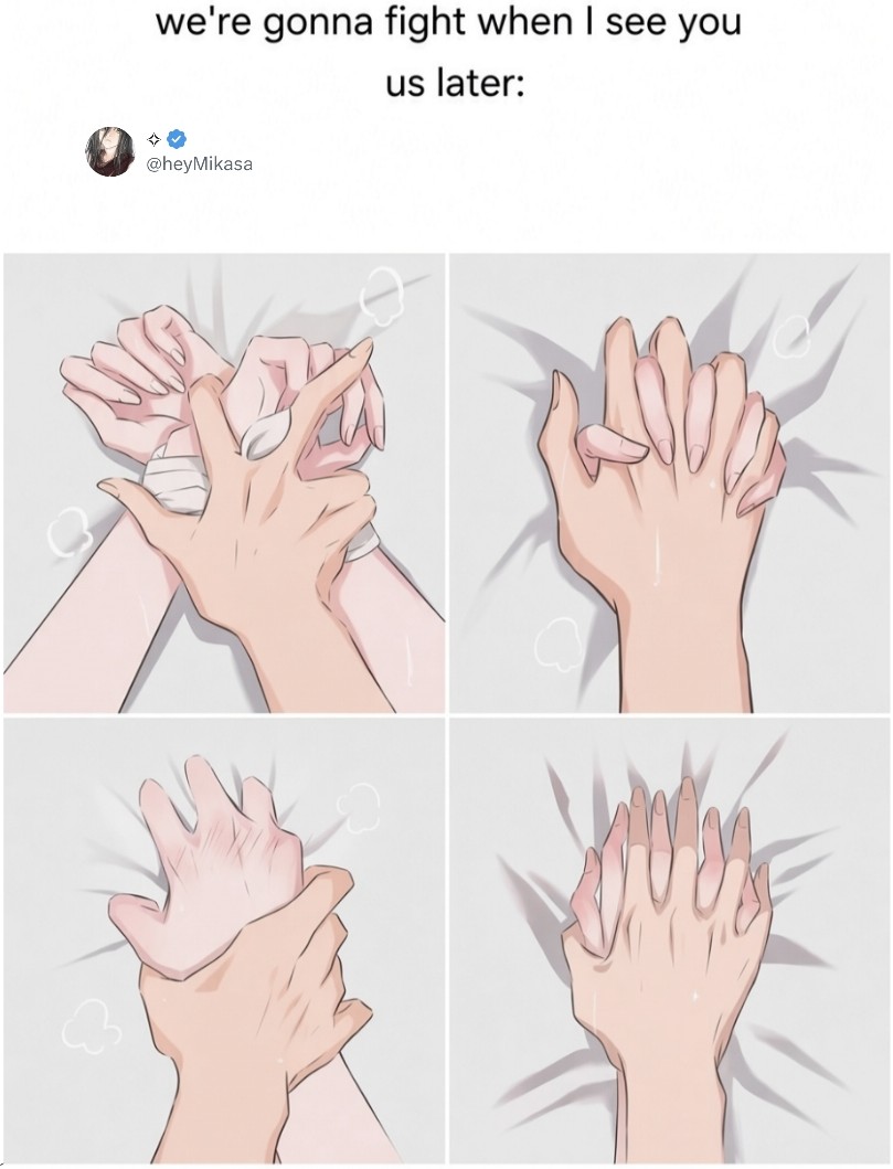 heyMikasa's tweet photo. She: “Don’t talk to me”
He: immediately does this https://t.co/cDWPHDJaXL