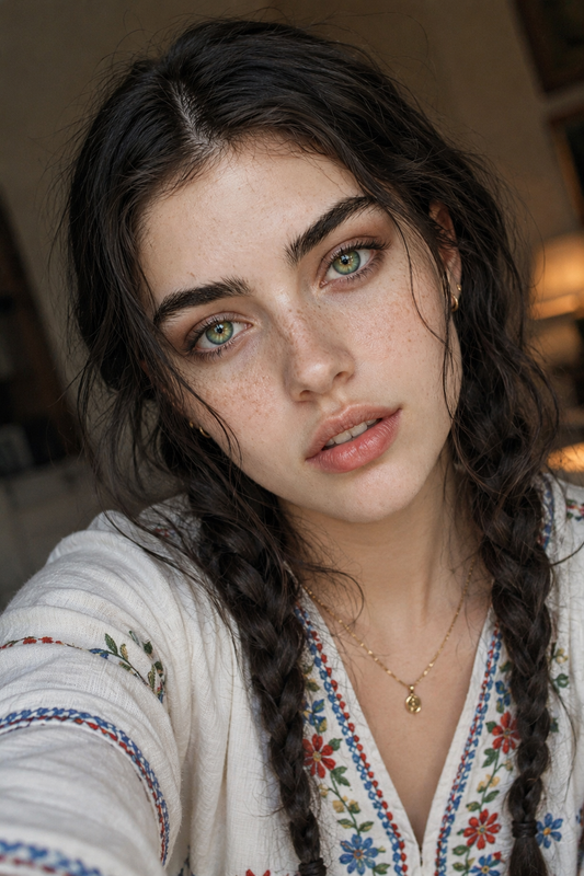FennaKuss's tweet photo. Boho-Bluse, geflochtene Zöpfe, Licht das sich goldlegt 🍃 Es gibt Stunden, da passt einfach alles ☺️ (yeah come on) 🌙 https://t.co/rE5DANkbC2