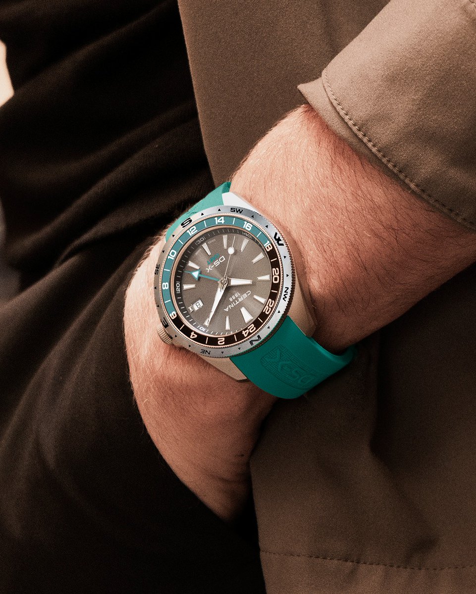timemachineplus's tweet photo. A GMT hand circles the dial once every 24 hours, not twice. That's the whole trick — it reads on a 24-hour scale, so it can hold a second time zone. Swiss way in for $580: Certina DS-X GMT, Ref. C0474521708100. 

https://t.co/IDkVWgv7dk 

#GMT #Certina https://t.co/RqeJgE1Osa