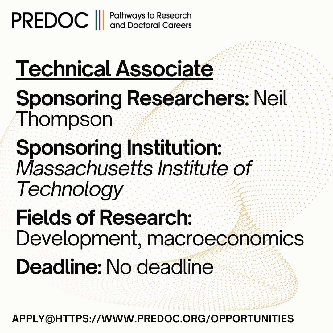 predoc_org's tweet photo. New pre-doc opening at @MITSloan with Neil Thompson @ProfNeilT 
Learn more at https://t.co/n9qkMUdeNN https://t.co/JzPl73DYjB