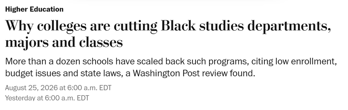 GodCloseMyEyes's tweet photo. colleges around the country are consolidating or just closing their black studies departments https://t.co/3elOzMWSE3