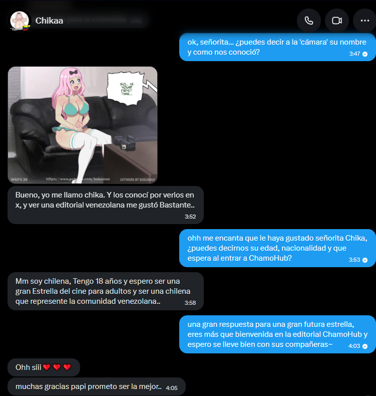ChamoHub's tweet photo. Hoy estamos orgulloso de decir que la editorial se expande cada vez más con @ChilenaChikaa, ansiosa de demostrar de lo que esta hecha y convertirse en una gran estrella esta noche en su gran debut~ 

♥+🔁=¡Denle apoyo a la nueva integrante!

#Nationplay #ChamoHub https://t.co/nRzeGkvnMv