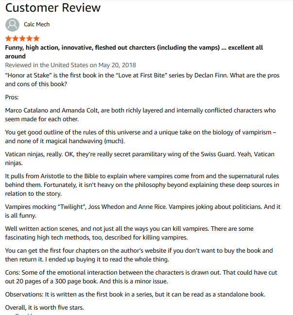 DeclanFinnBooks's tweet photo. https://t.co/6NTq6qc173
"Funny, high action, innovative, fleshed out characters (including the vamps) ... excellent all around"
#FantasyBooks
#Fantasy
#RomanceBooks
#Romance
#ThrillerBooks
#Horror
#UrbanFantasy #ParanormalRomance #SciFi #HistoricalFiction #LoveAtFirstBite https://t.co/UUaCAjHcwK