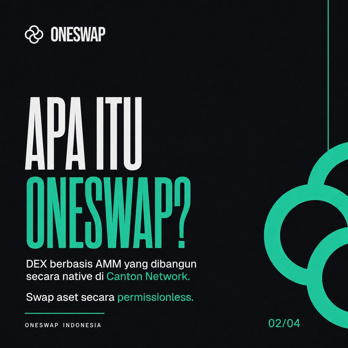 OneSwapind's tweet photo. Kenalan dengan OneSwap 👋

OneSwap adalah DEX berbasis Automated Market Maker (AMM) yang dibangun secara native di Canton Network—memungkinkan pengguna melakukan swap aset, menyediakan likuiditas, dan mengelola aset dalam ekosistem Canton. https://t.co/qFzeMqaw6f