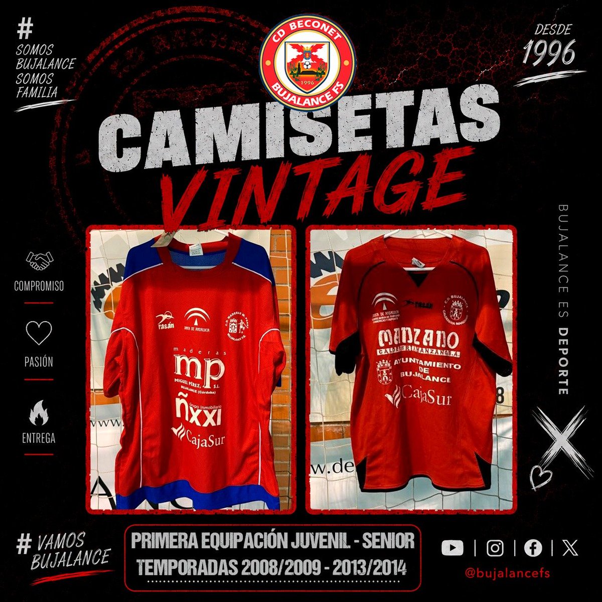 bujalancefs's tweet photo. 🔴 La historia se viste de rojo 🔴

Camisetas y pantalones que forman parte de la historia del CD Bujalance FS, ¡a la venta!

👕 Desde 10 €
🩳 5 €

📍 En nuestros amistosos en casa.
⚠️ Unidades limitadas. ¡No te quedes sin la tuya! https://t.co/tFyNxZR0Mq