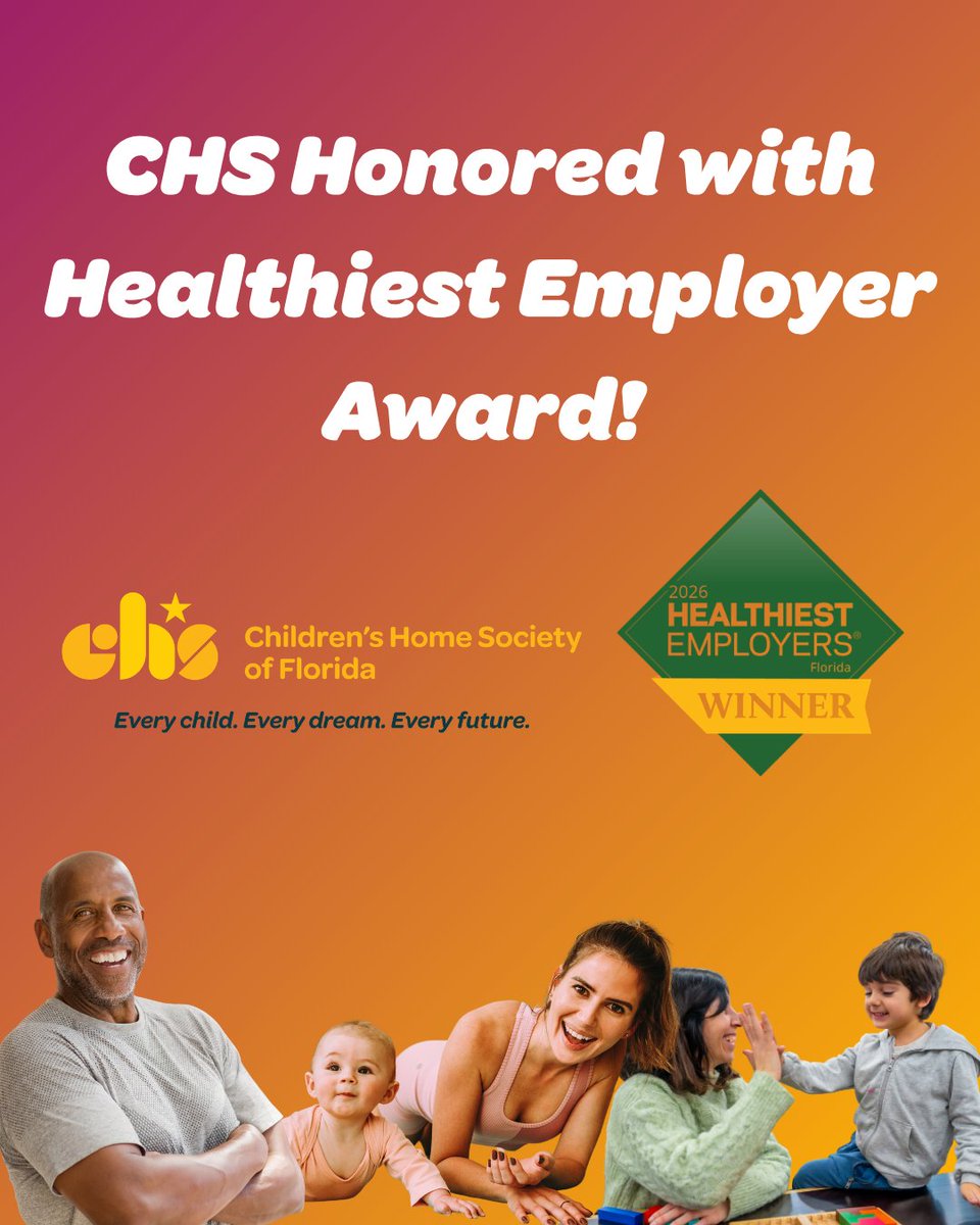 HelpFLKids's tweet photo. @HelpFLKids is a 2026 Healthiest Employers® winner!

We invest in Team CHS with great benefits, therapy access, fitness and wellness resources and more, so they can be at their best for the 50,000+ children and families we serve. 💛

Explore opportunities: https://t.co/TkMRyaD0tX https://t.co/H5lJCqxvL8